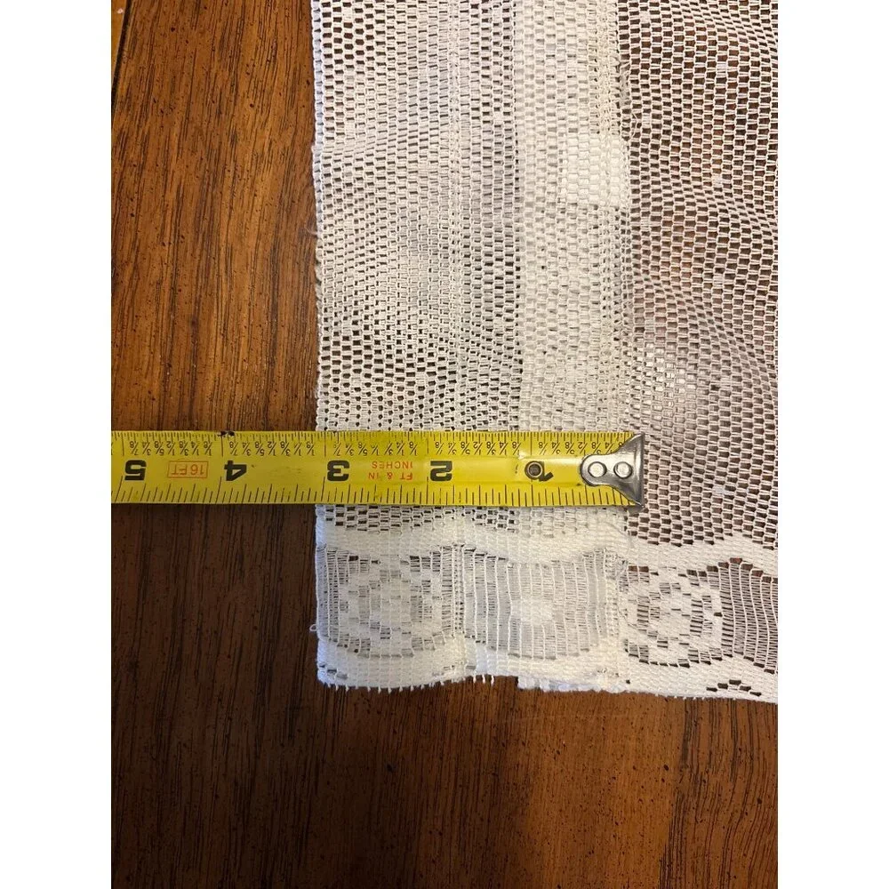 Vintage White Lace Curtain Panel 100% Polyester Floral Design 57
